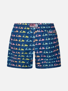 Boy lightweight fabric swim-shorts Jean Lighting with Vespa print | VESPA SPECIAL EDITION - MC2 Saint Barth