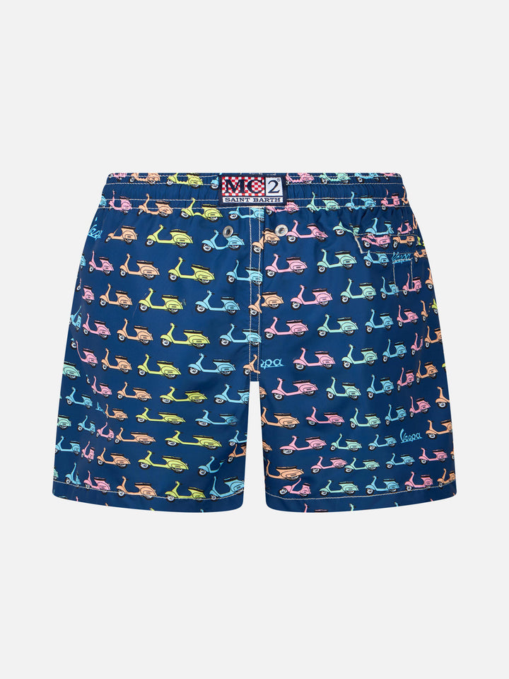 Boy lightweight fabric swim-shorts Jean Lighting with Vespa print | VESPA SPECIAL EDITION - MC2 Saint Barth