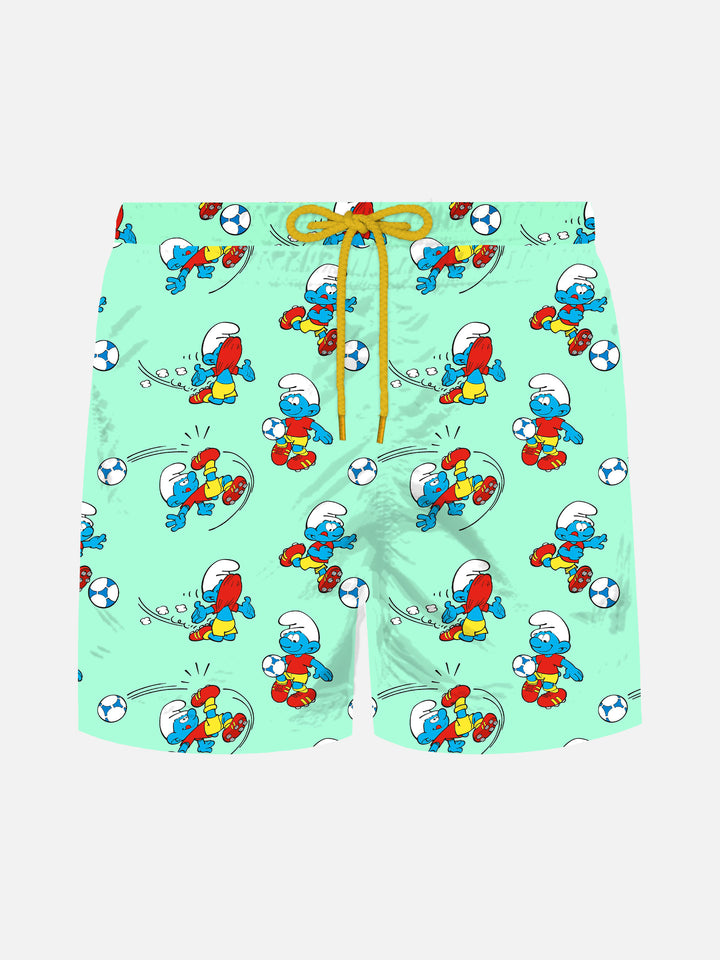 Jean Lighting lightweight fabric swim shorts with Smurfs print | THE SMURF SPECIAL EDITION