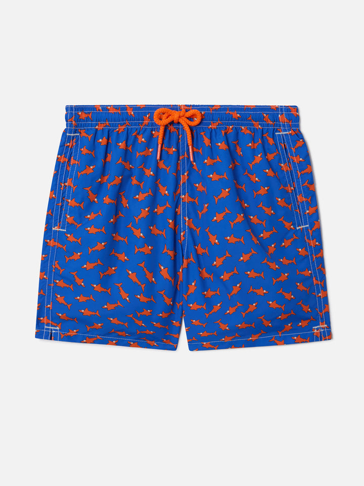 Boy swim shorts with sharks print