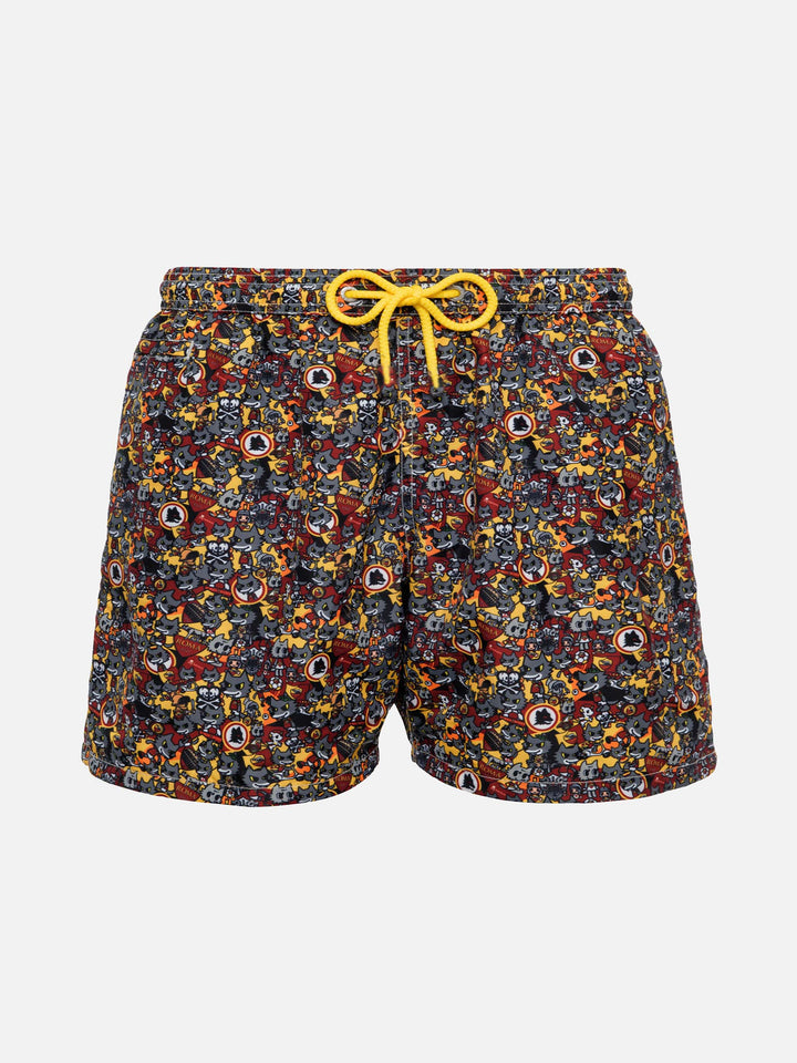 Boy lightweight fabric swimshorts with Roma print | AS ROMA SPECIAL EDITION - MC2 Saint Barth