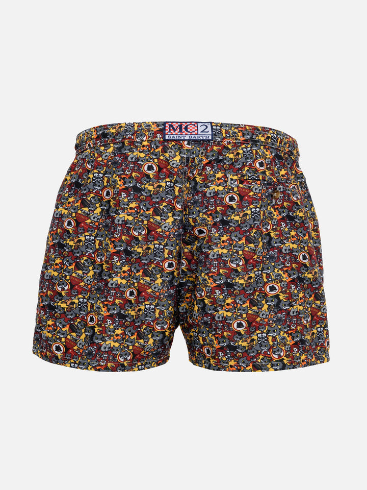 Boy lightweight fabric swimshorts with Roma print | AS ROMA SPECIAL EDITION - MC2 Saint Barth