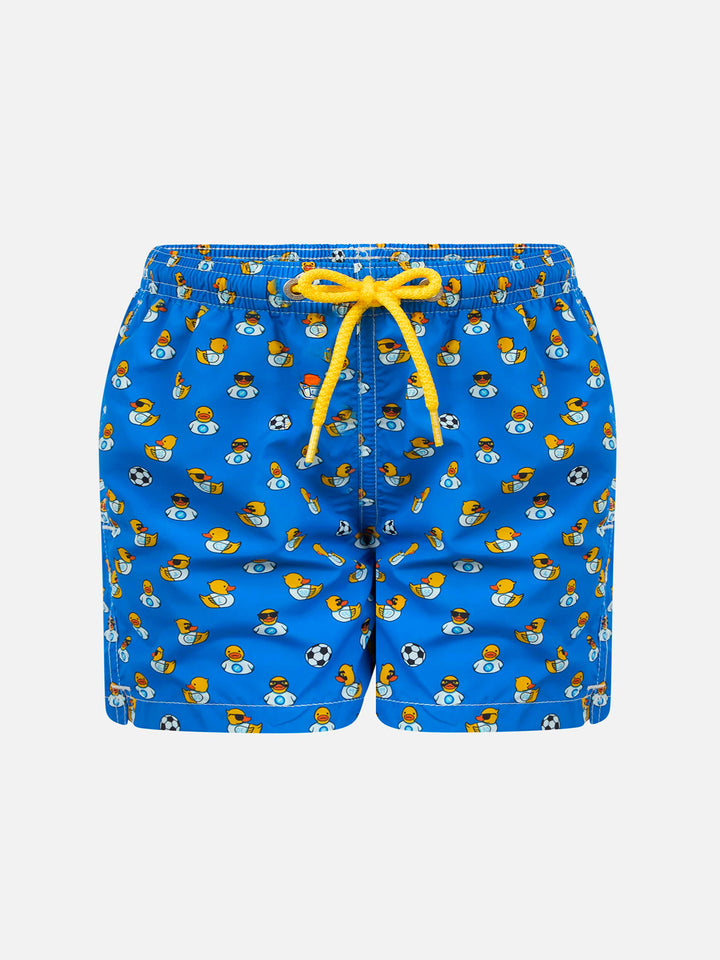Boy lightweight fabric swim shorts with Ducky and Napoli logo print | SSC NAPOLI SPECIAL EDITION - MC2 Saint Barth