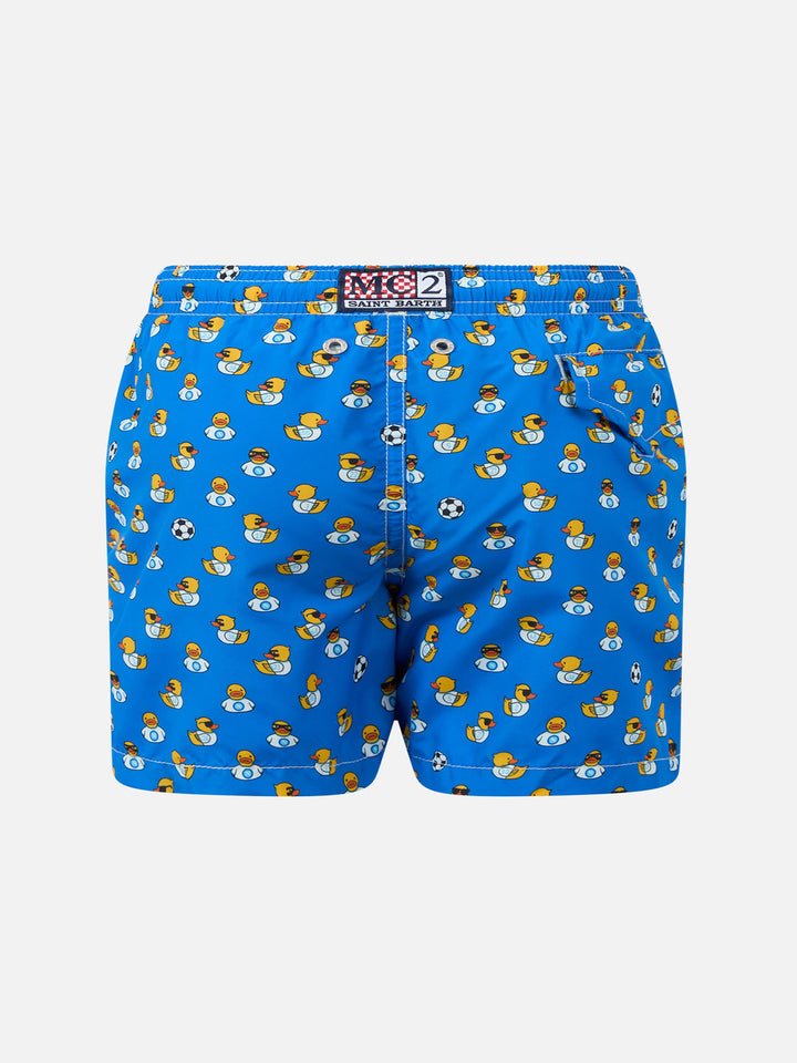 Boy lightweight fabric swim shorts with Ducky and Napoli logo print | SSC NAPOLI SPECIAL EDITION - MC2 Saint Barth