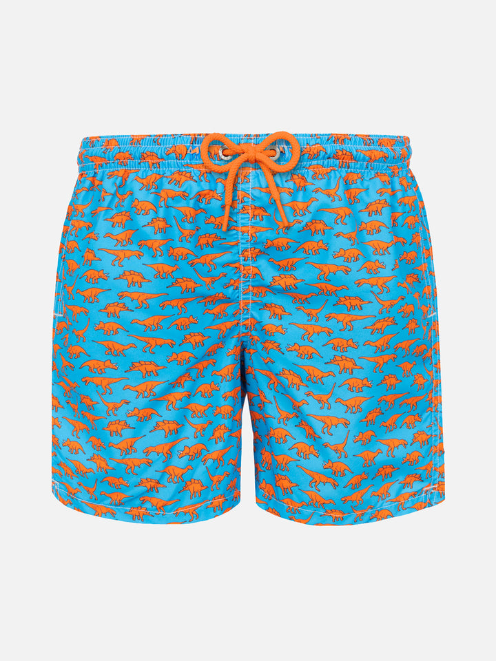 Boy light fabric swim shorts with dinosaurs print - MC2 Saint Barth