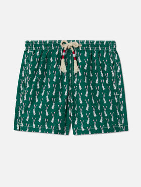 Short de bain garçon en tissu léger Jean Lighting 70 avec imprimé lapin 