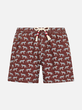 Boy lightweight fabric swim-shorts Jean Lighting 70 with puma print - MC2 Saint Barth