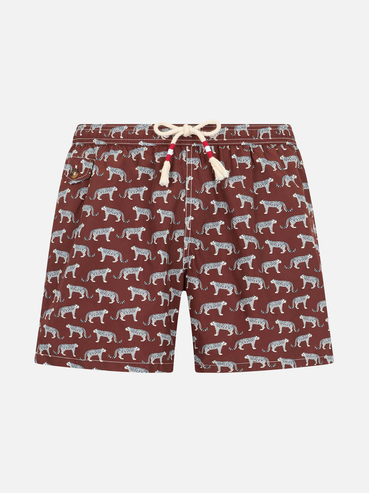 Boy lightweight fabric swim-shorts Jean Lighting 70 with puma print - MC2 Saint Barth