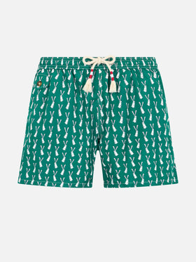 Boy lightweight fabric swim-shorts Jean Lighting 70 with rabbit print