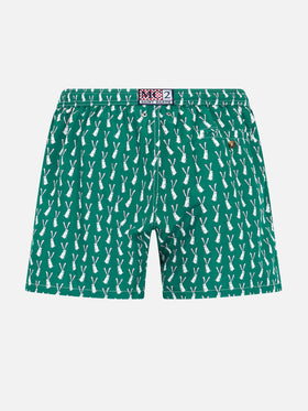 Boy lightweight fabric swim-shorts Jean Lighting 70 with rabbit print