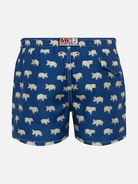Jean Lighting 70 lightweight swim shorts with hippo print