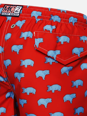 Jean Lighting 70 lightweight swim shorts with hippo print