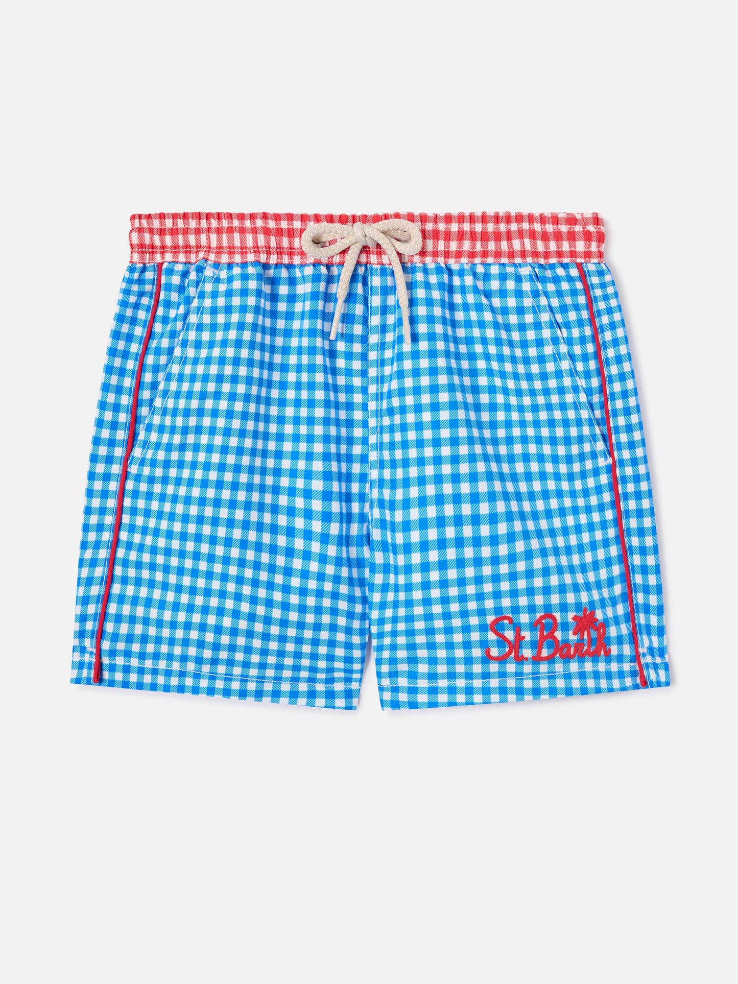 Badehose für Jungen mit Vichykaromuster 