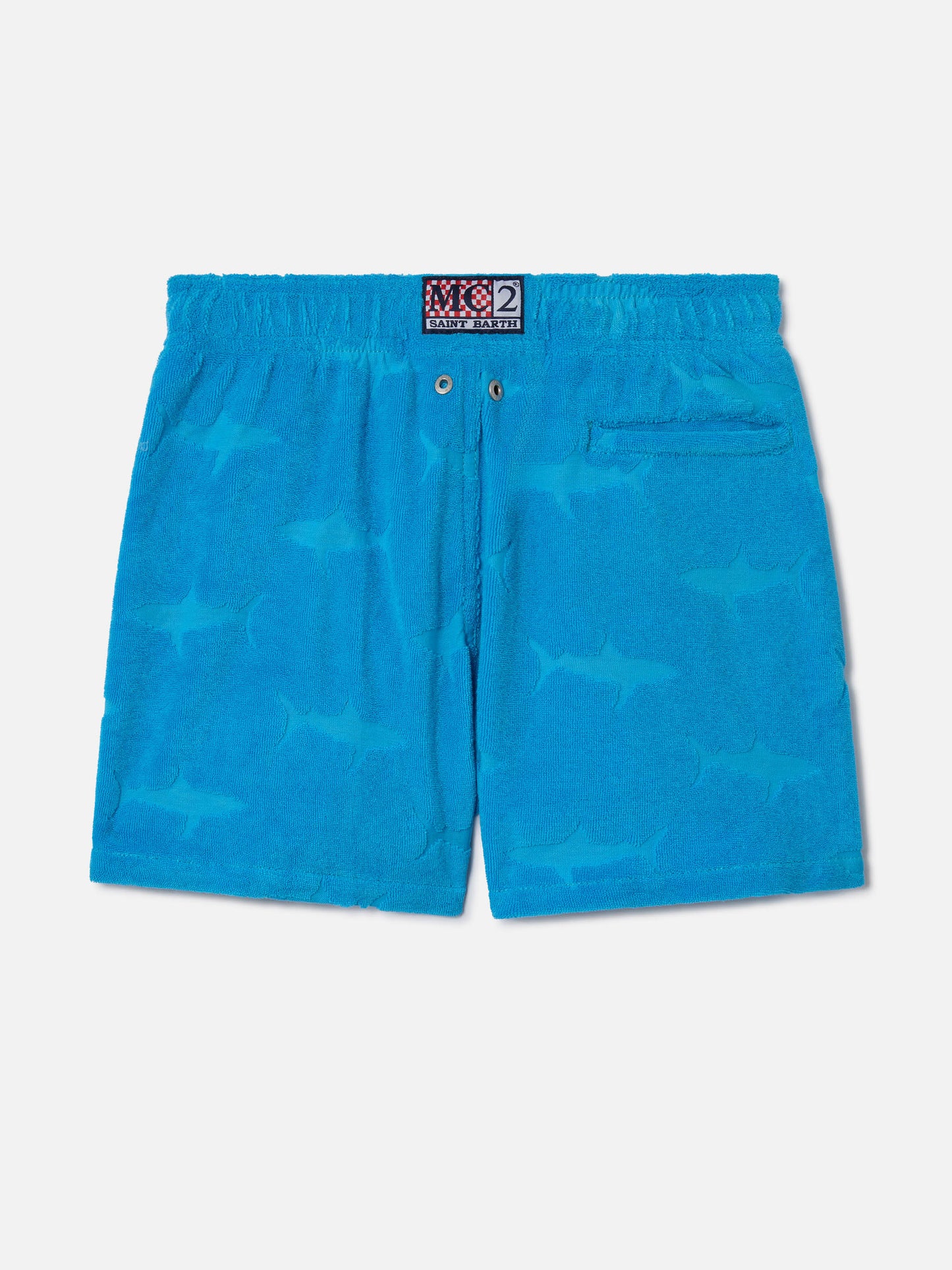 Short de bain garçon avec requins embossés en éponge 