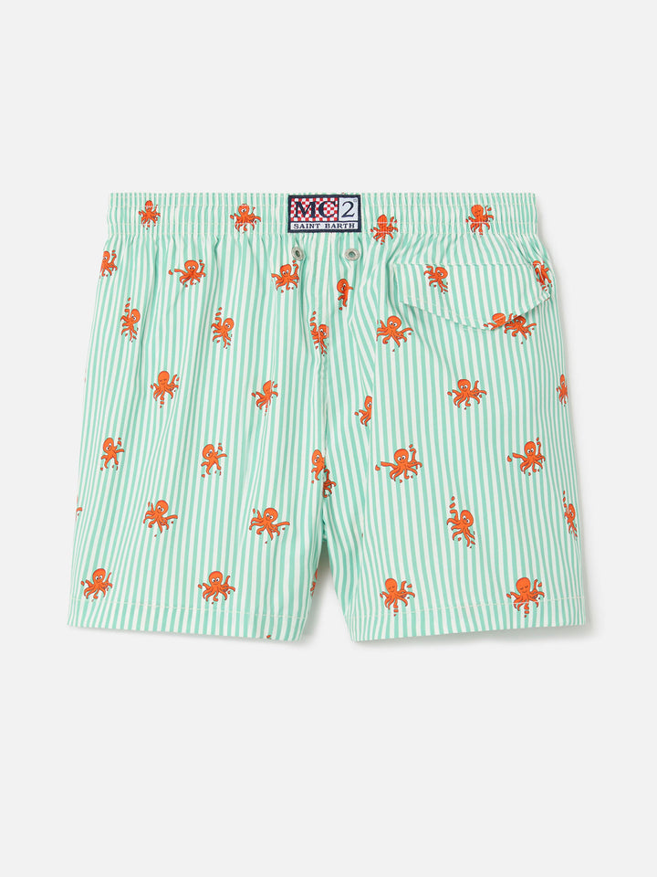 Costume Jean Lighting Stretch a righe con stampa polipetti all over