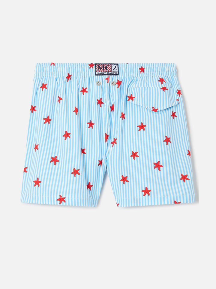 Jean Lighting Stretch swim shorts striped with all-over starfish print