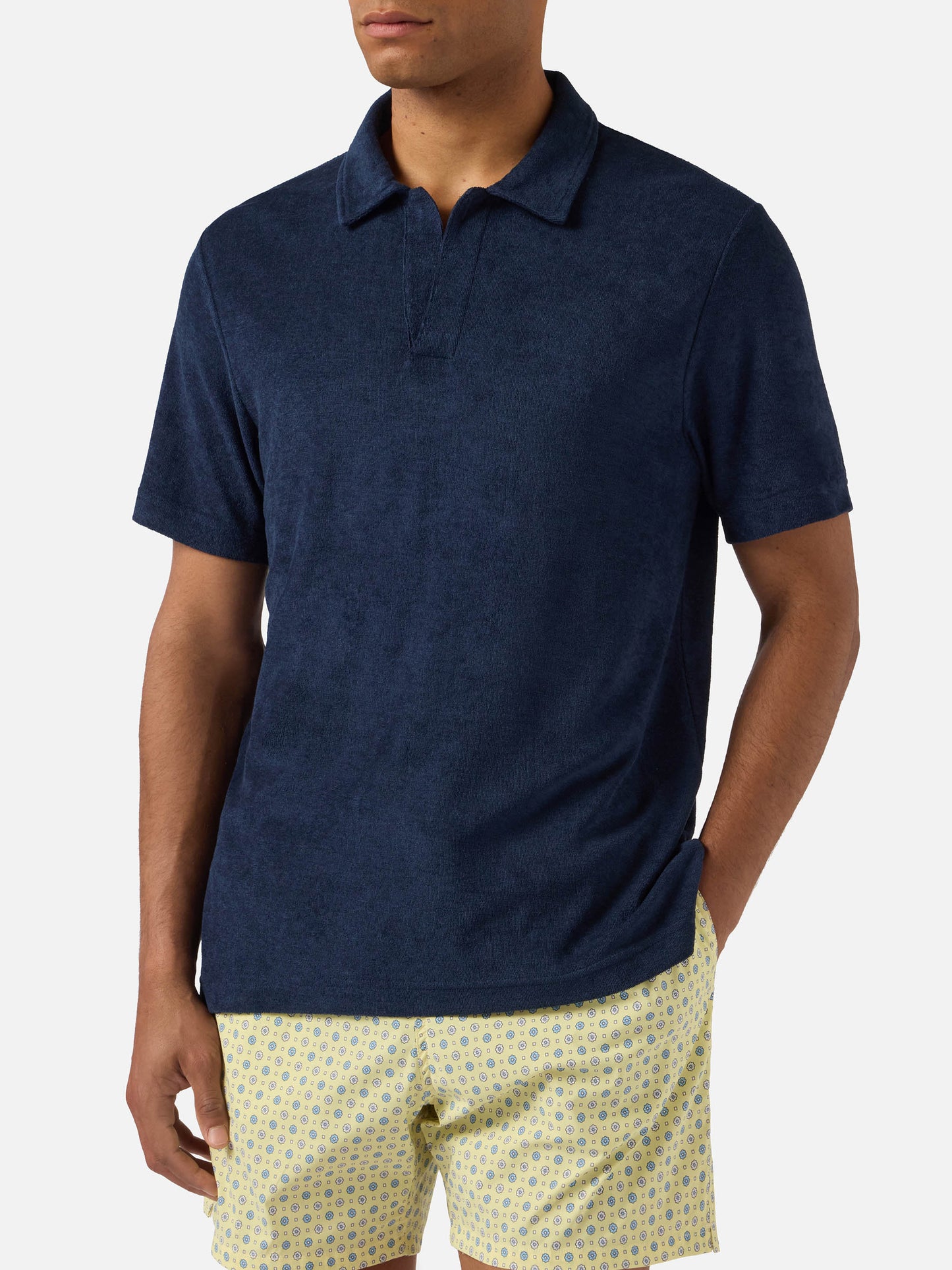 Marineblaues Jeremy Poloshirt aus Baumwolle mit Frottee-Effekt 