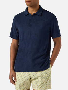 Marineblaues Jeremy Poloshirt aus Baumwolle mit Frottee-Effekt 