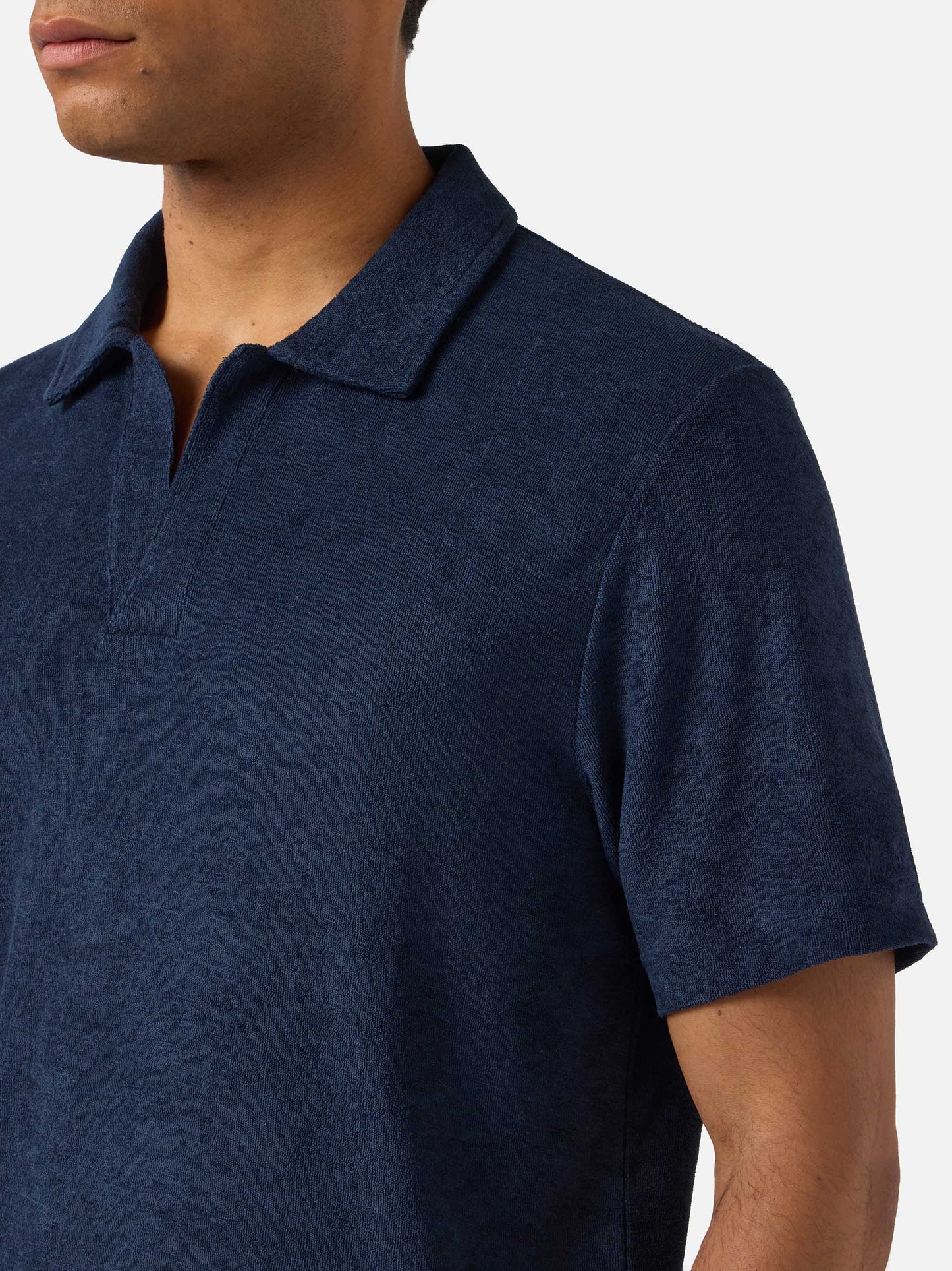 Marineblaues Jeremy Poloshirt aus Baumwolle mit Frottee-Effekt 