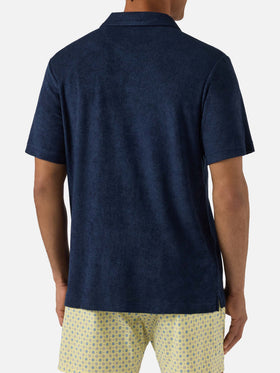 Marineblaues Jeremy Poloshirt aus Baumwolle mit Frottee-Effekt 