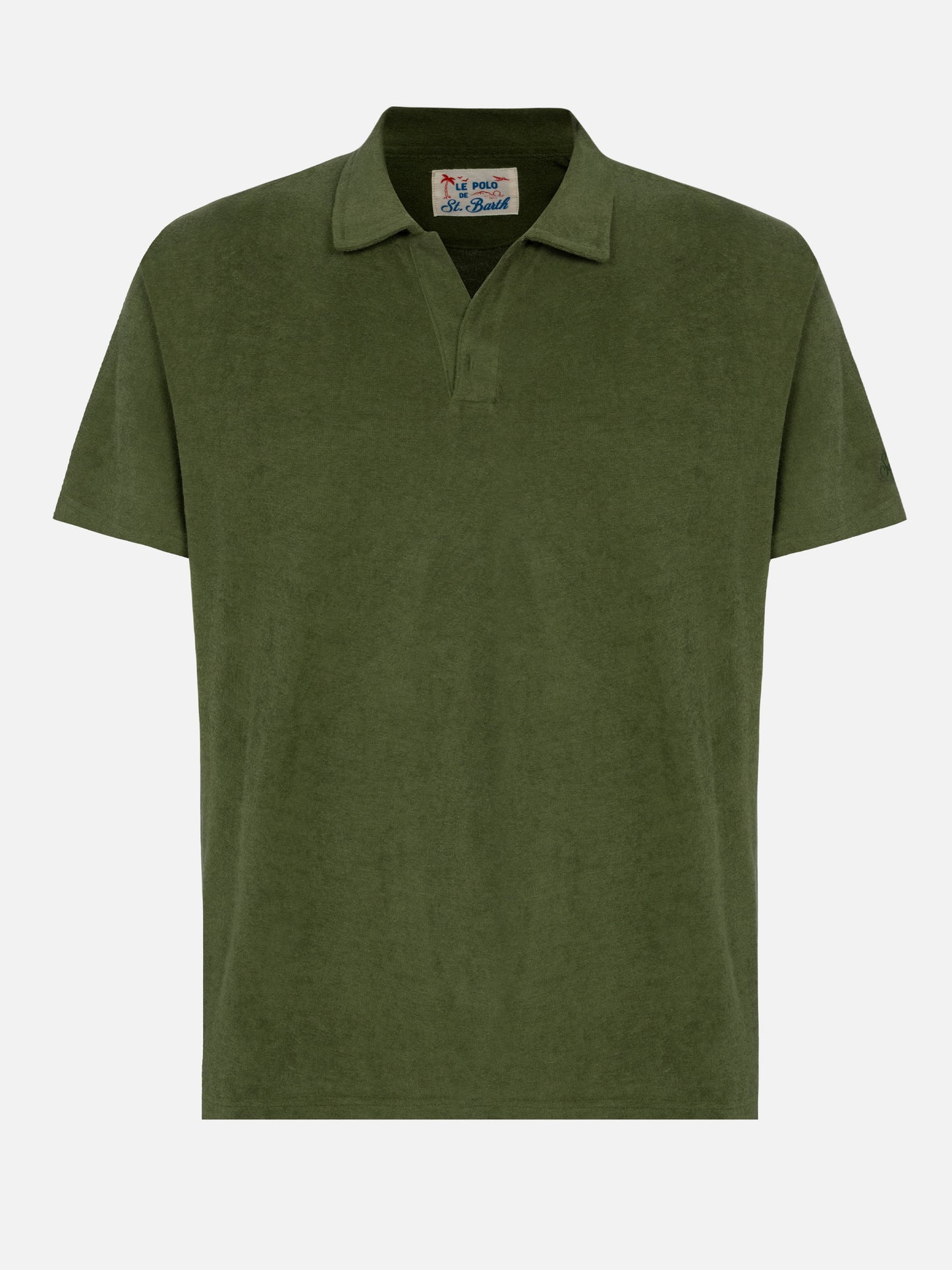 Jeremy military green terry buttonless polo shirt - MC2 Saint Barth
