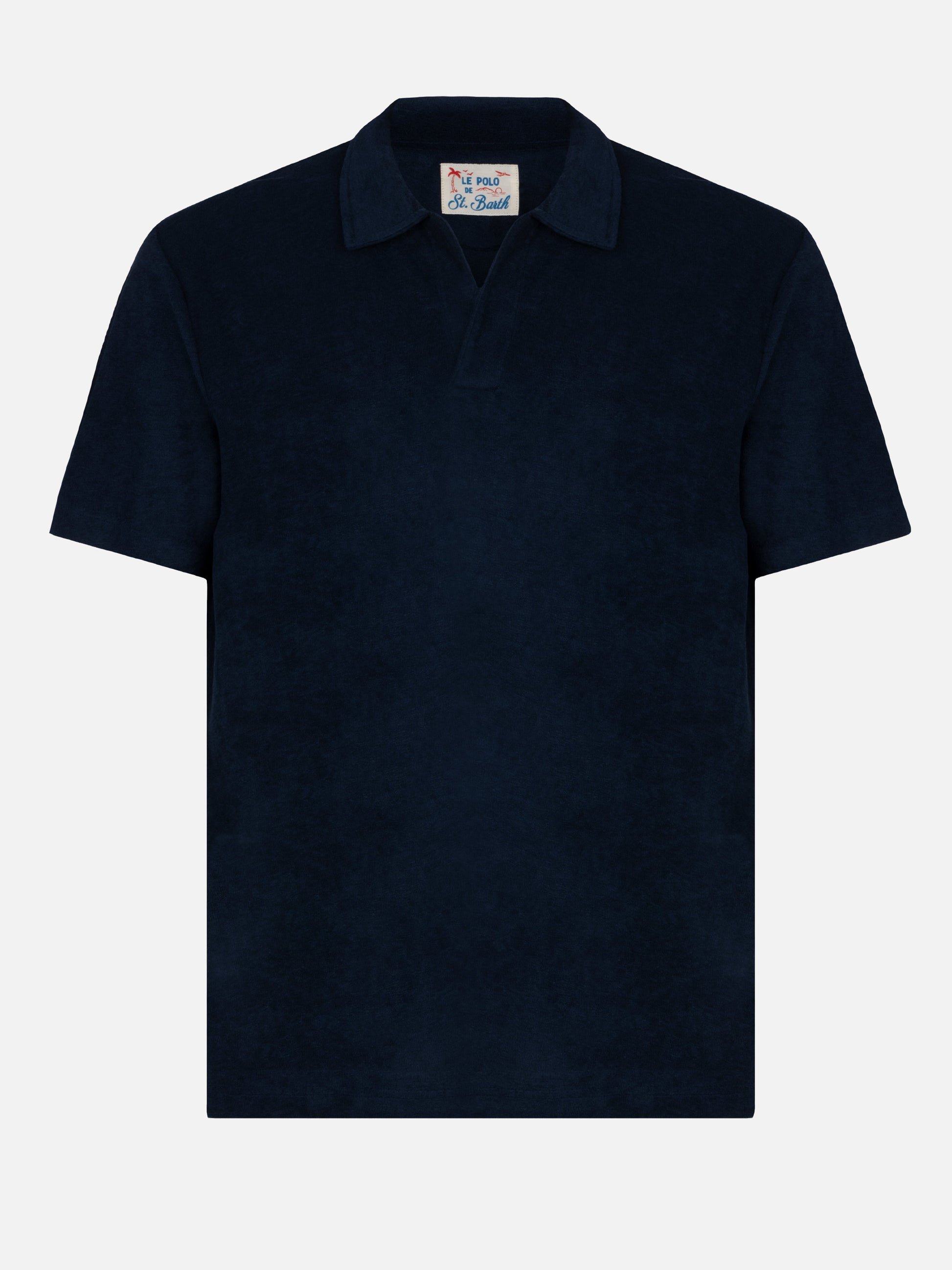 Jeremy navy blue terry buttonless polo shirt - MC2 Saint Barth