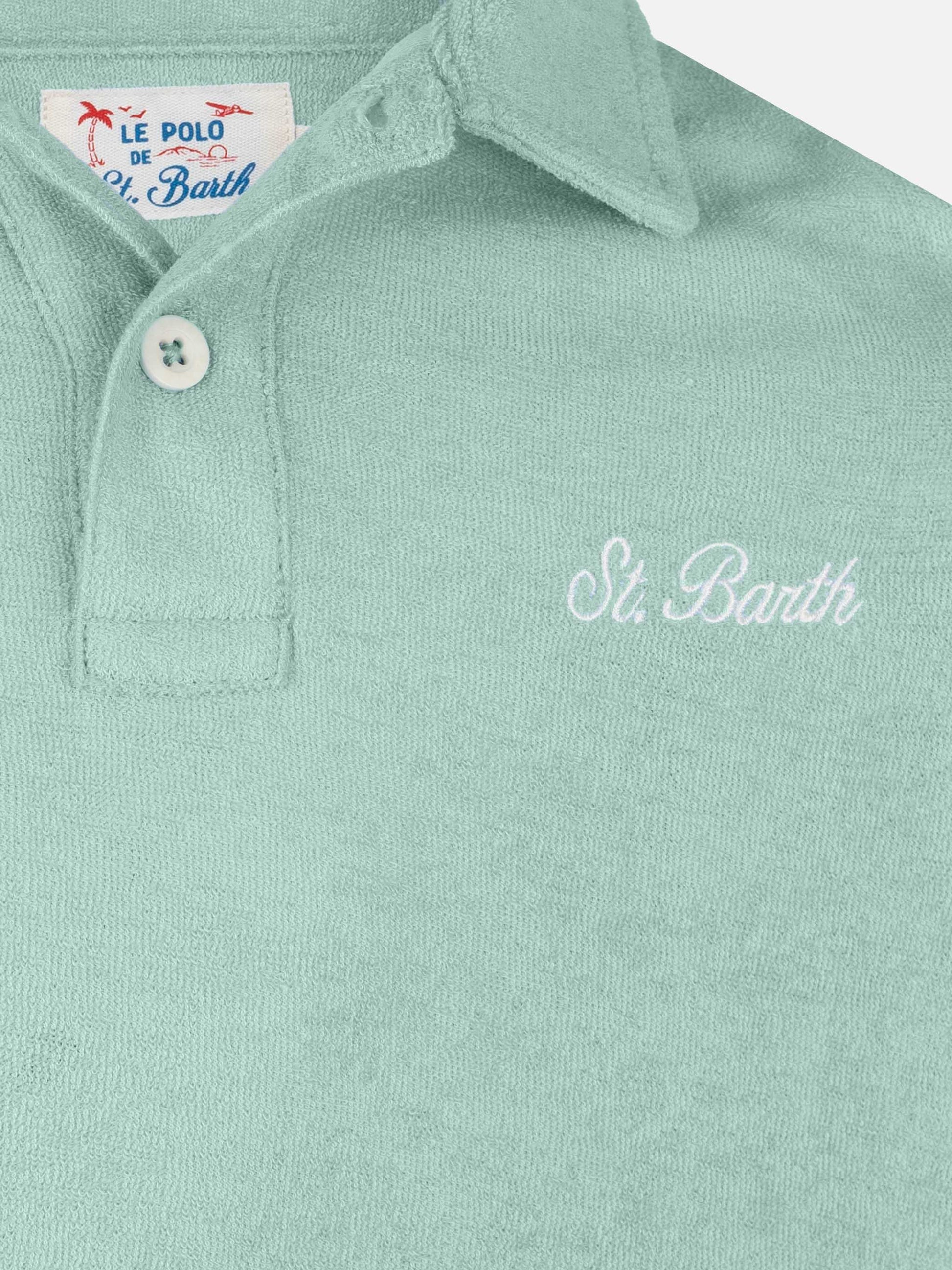 Jeremy Jr sage green terry polo shirt - MC2 Saint Barth