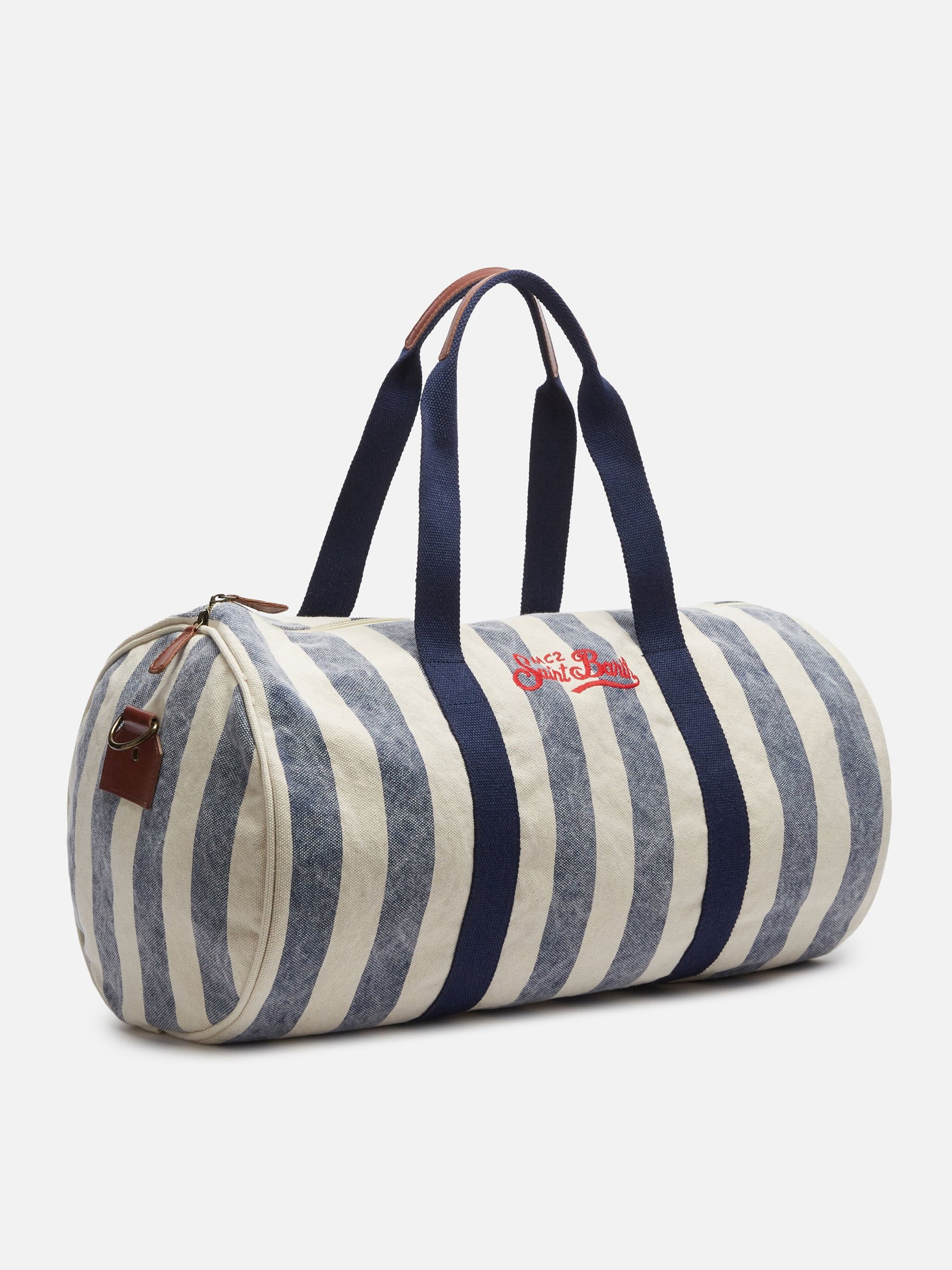 Travel duffel canvas bag Jetleg with striped print - MC2 Saint Barth