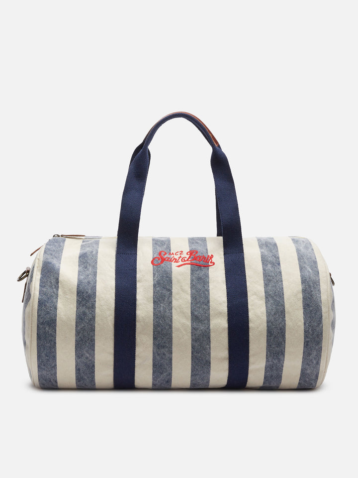 Travel duffel canvas bag Jetleg with striped print - MC2 Saint Barth