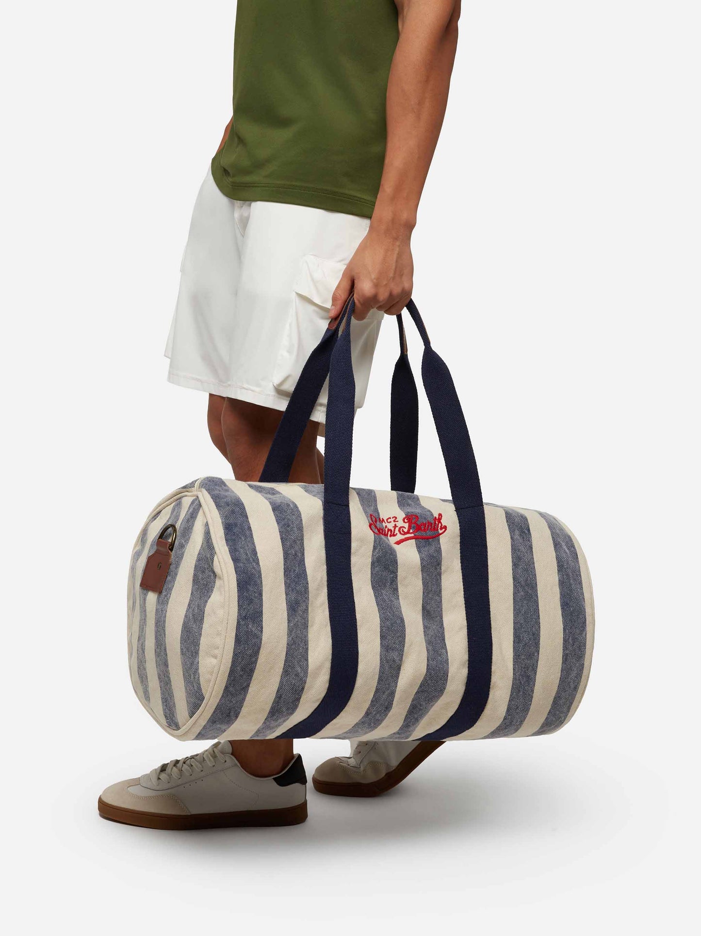 Travel duffel canvas bag Jetleg with striped print - MC2 Saint Barth