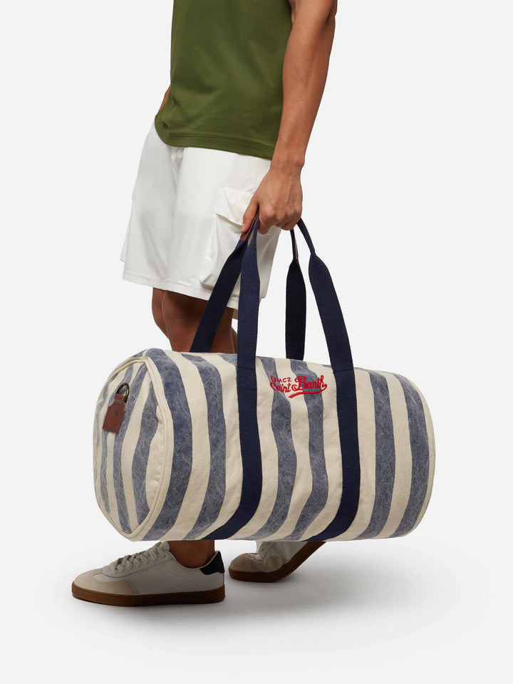 Travel duffel canvas bag Jetleg with striped print - MC2 Saint Barth