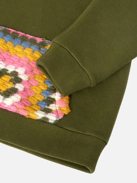 Jeune Jr grüner Hoodie mit Häkelmuster