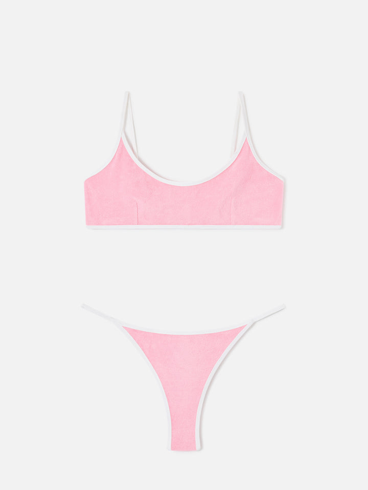 Pink Juliane String terry bikini with piping | Special Edition