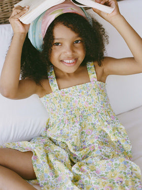 Vestido de algodón para niña Jemine Jr con estampado Betsy | MADE WITH LIBERTY FABRIC 