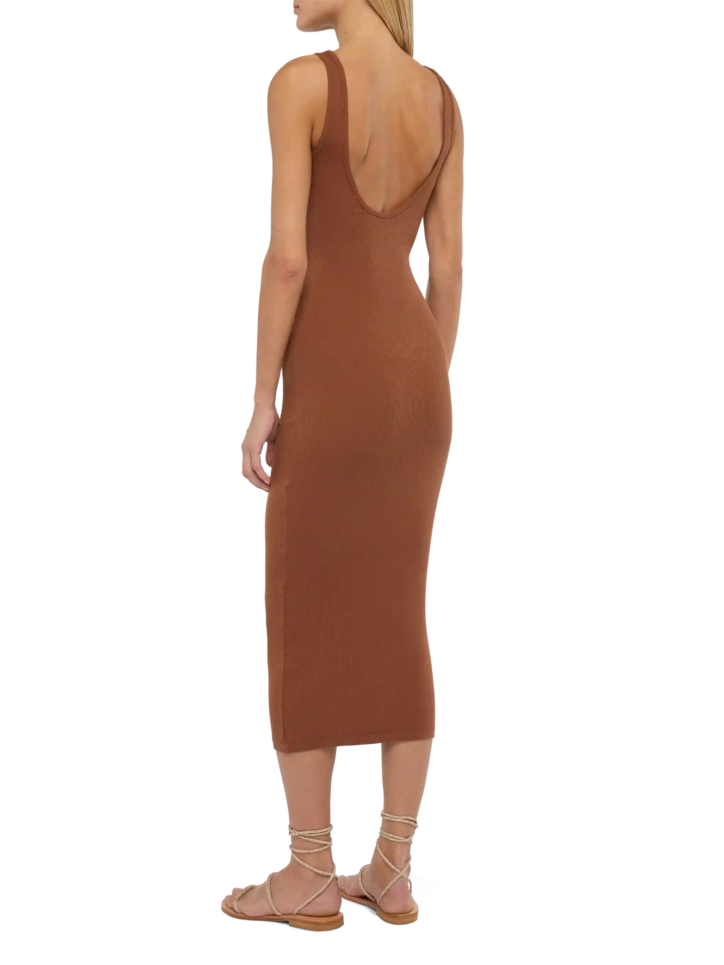 Jennifer ribbed brown cotton jersey tank dress - MC2 Saint Barth