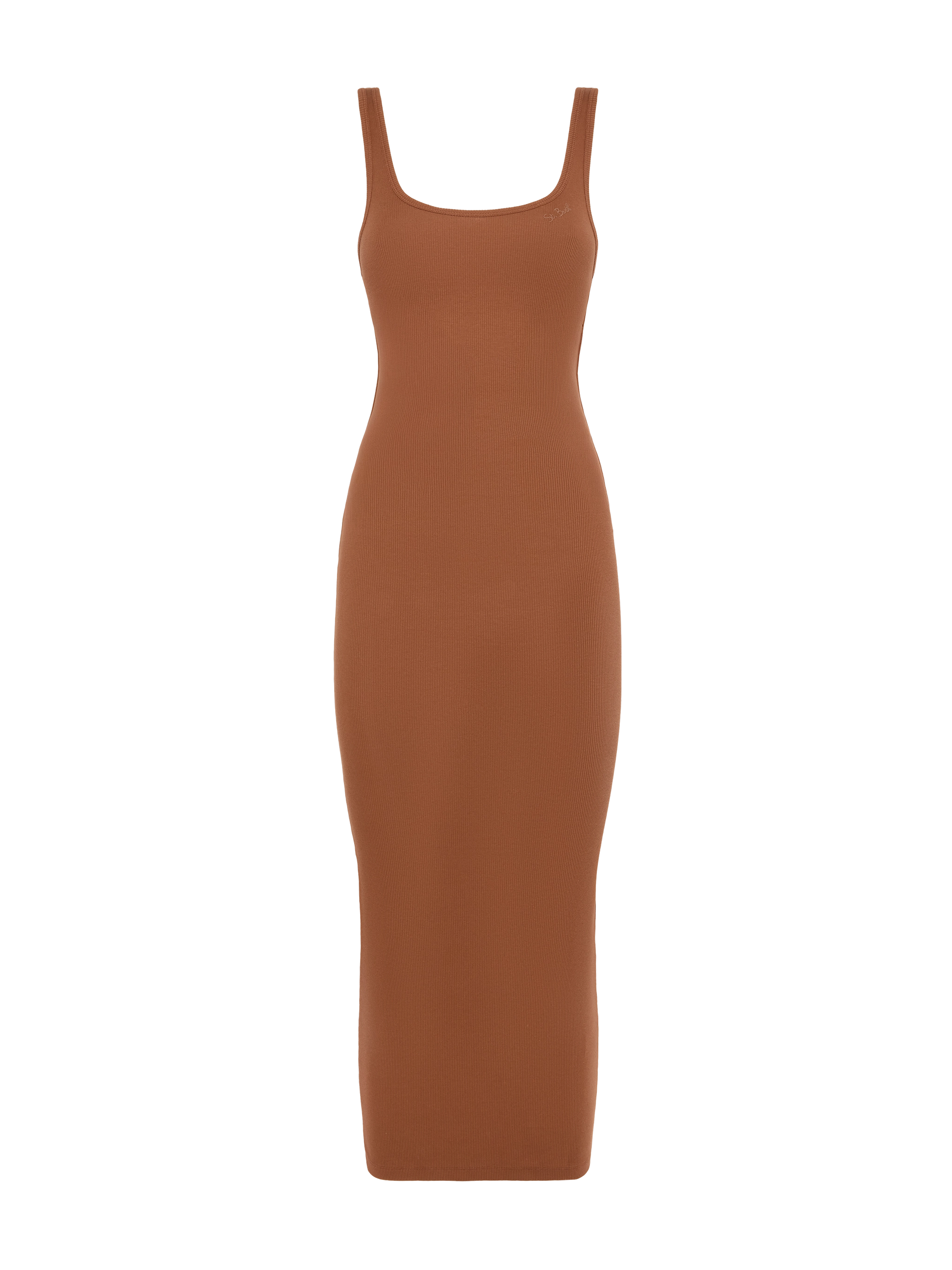 Jennifer ribbed brown cotton jersey tank dress - MC2 Saint Barth