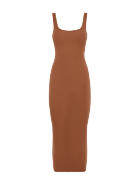 Jennifer ribbed brown cotton jersey tank dress - MC2 Saint Barth