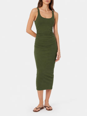 Jennifer weißes geripptes Baumwollkleid 