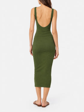 Jennifer weißes geripptes Baumwollkleid 