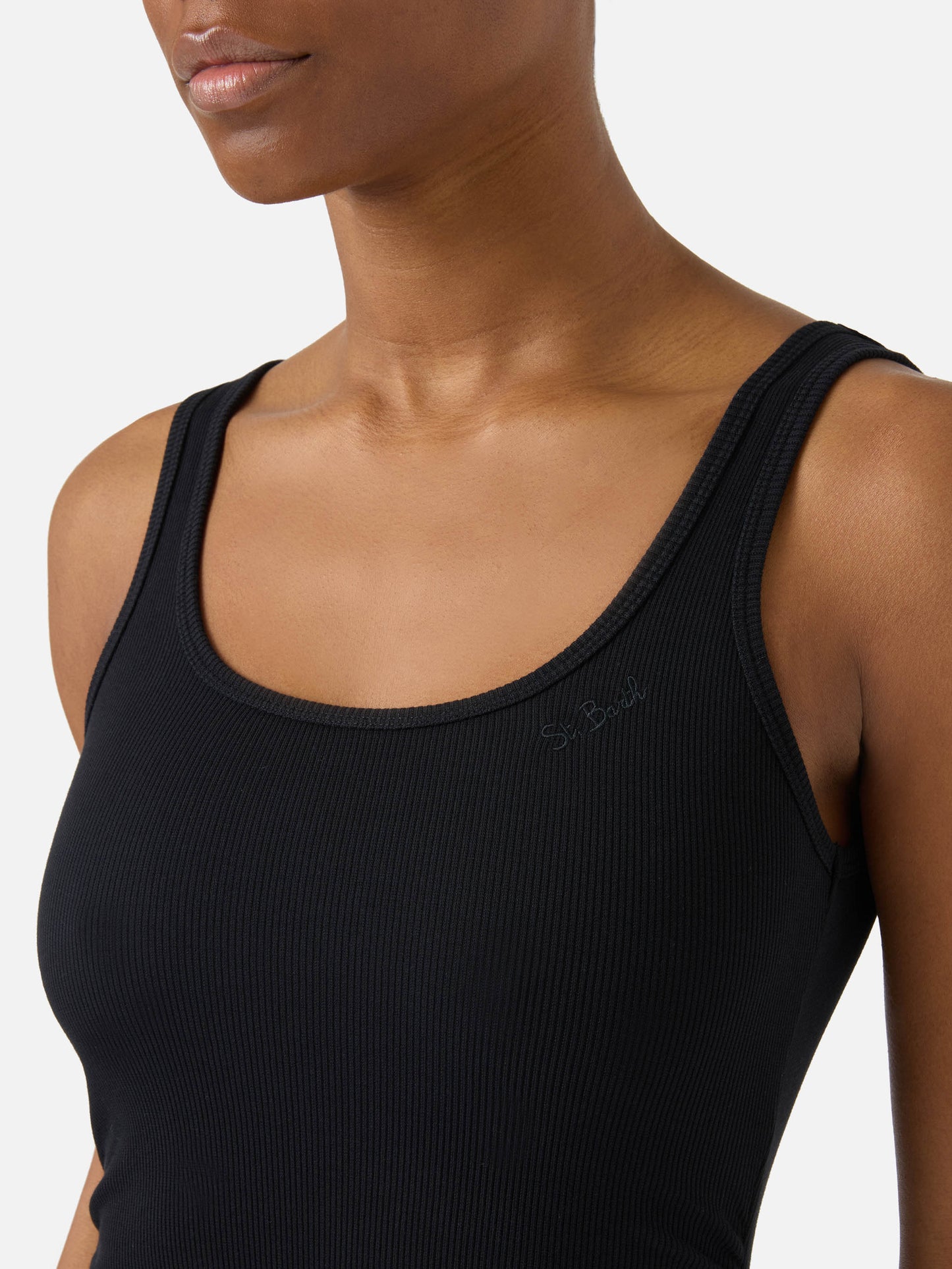 Robe midi Jennifer en tissu de coton stretch côtelé noir 