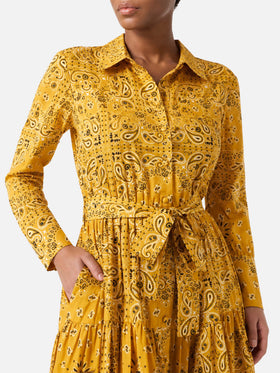 Robe longue en coton Ochre Jensen avec imprimé bandana 