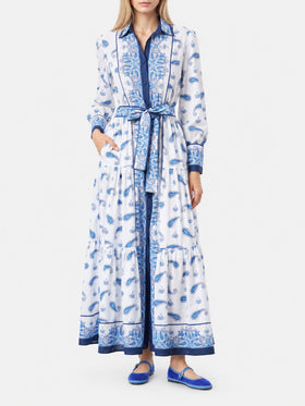 Robe Jensen en coton à motif cachemire bleu 