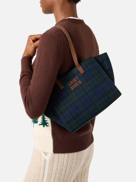 Bolso Jour mediano con estampado tartán y asas de ante 