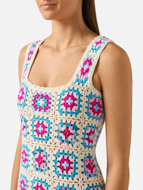Vestido multicolor de algodón de crochet Jaisal 