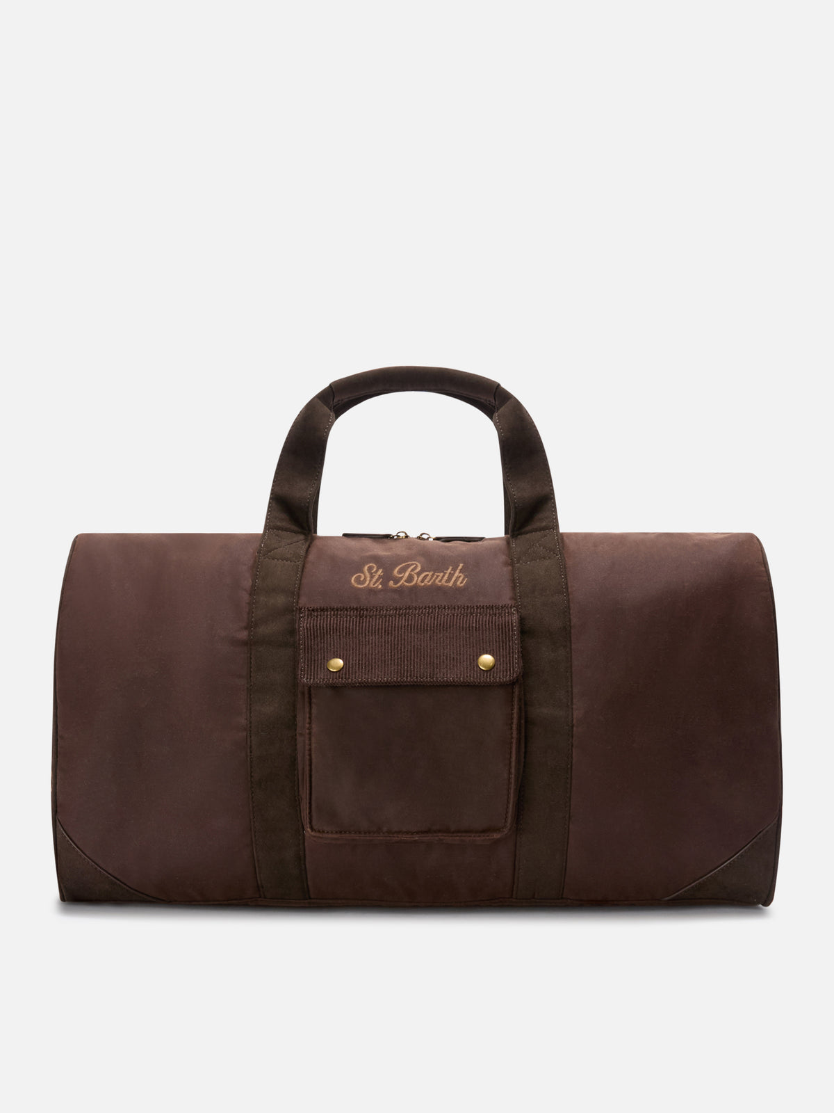 Braune gewachste Jetleg Duffle Bag mit Logostickerei 