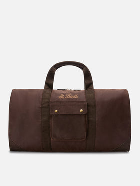 Braune gewachste Jetleg Duffle Bag mit Logostickerei 