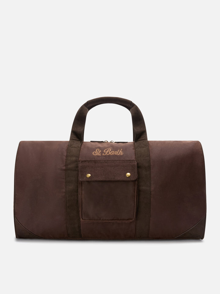 Sac de voyage Jetleg marron ciré avec logo brodé 