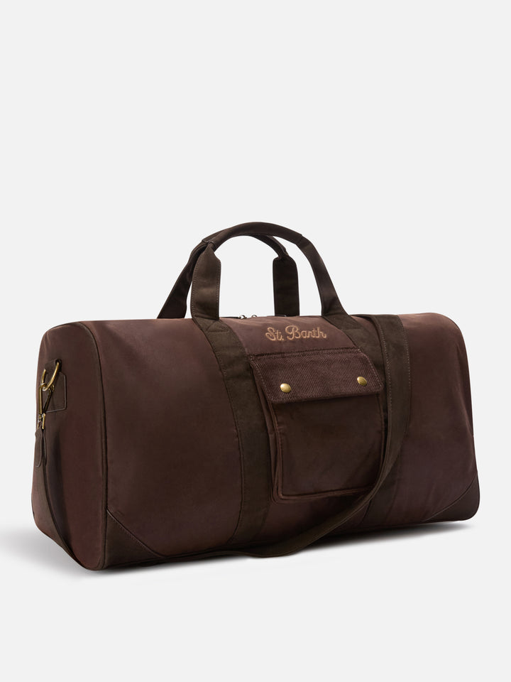 Sac de voyage Jetleg marron ciré avec logo brodé 