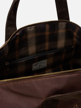 Braune gewachste Jetleg Duffle Bag mit Logostickerei 