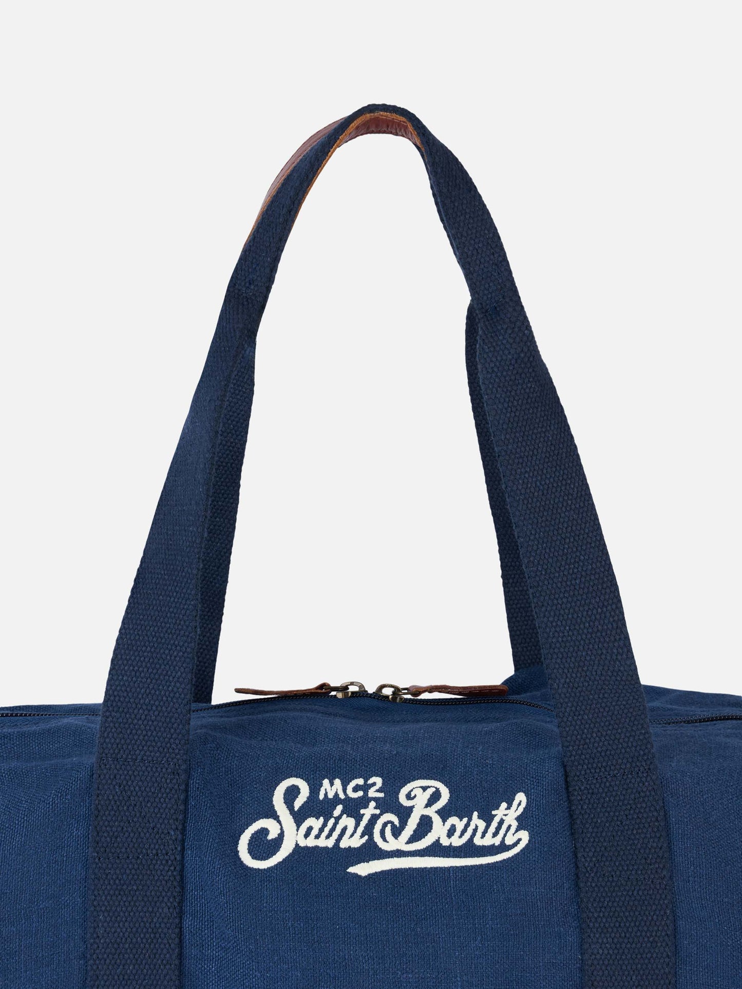 Blue linen travel duffle bag Jetleg - MC2 Saint Barth